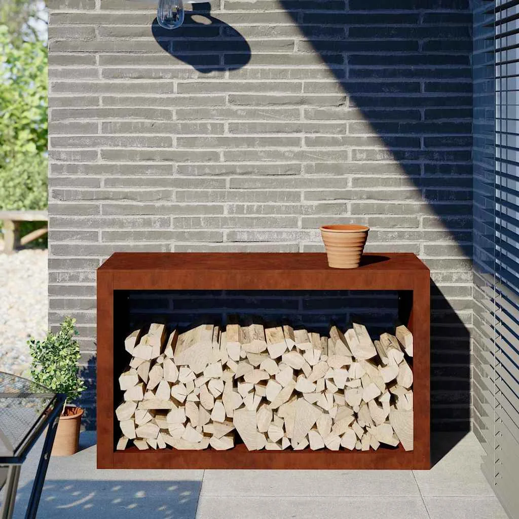 Tűzifa állvány 100x40x60 cm időjárásálló acélból