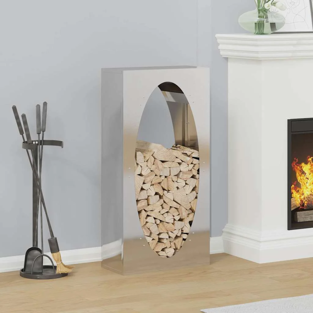 Rozsdamentes acél tűzifatároló 50x23x100 cm