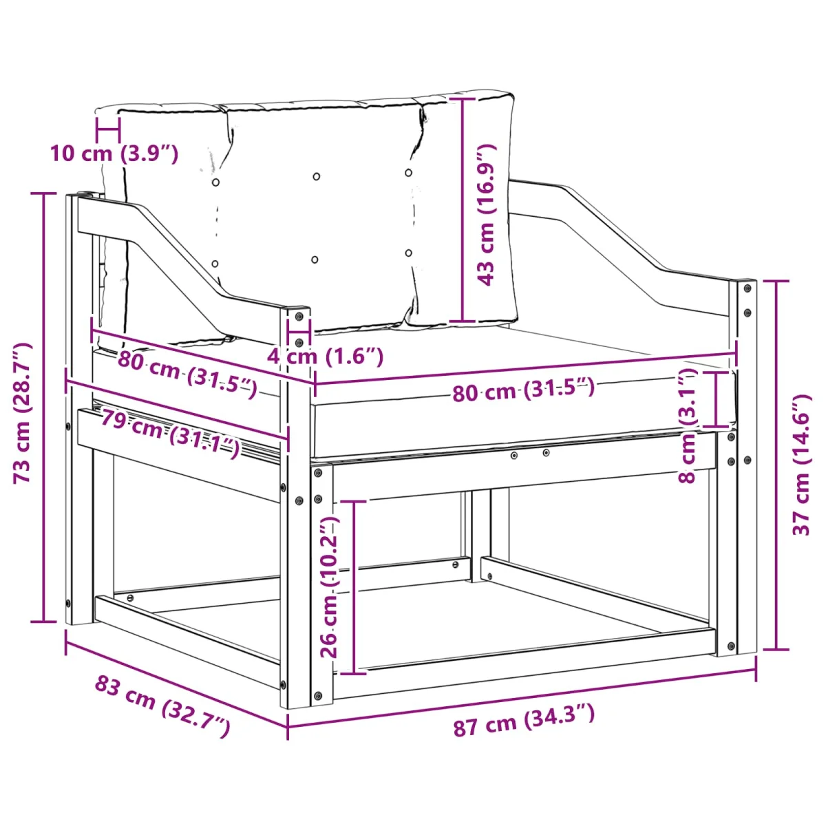 Kültéri középső kanapé Tömör Akácfa Természetes