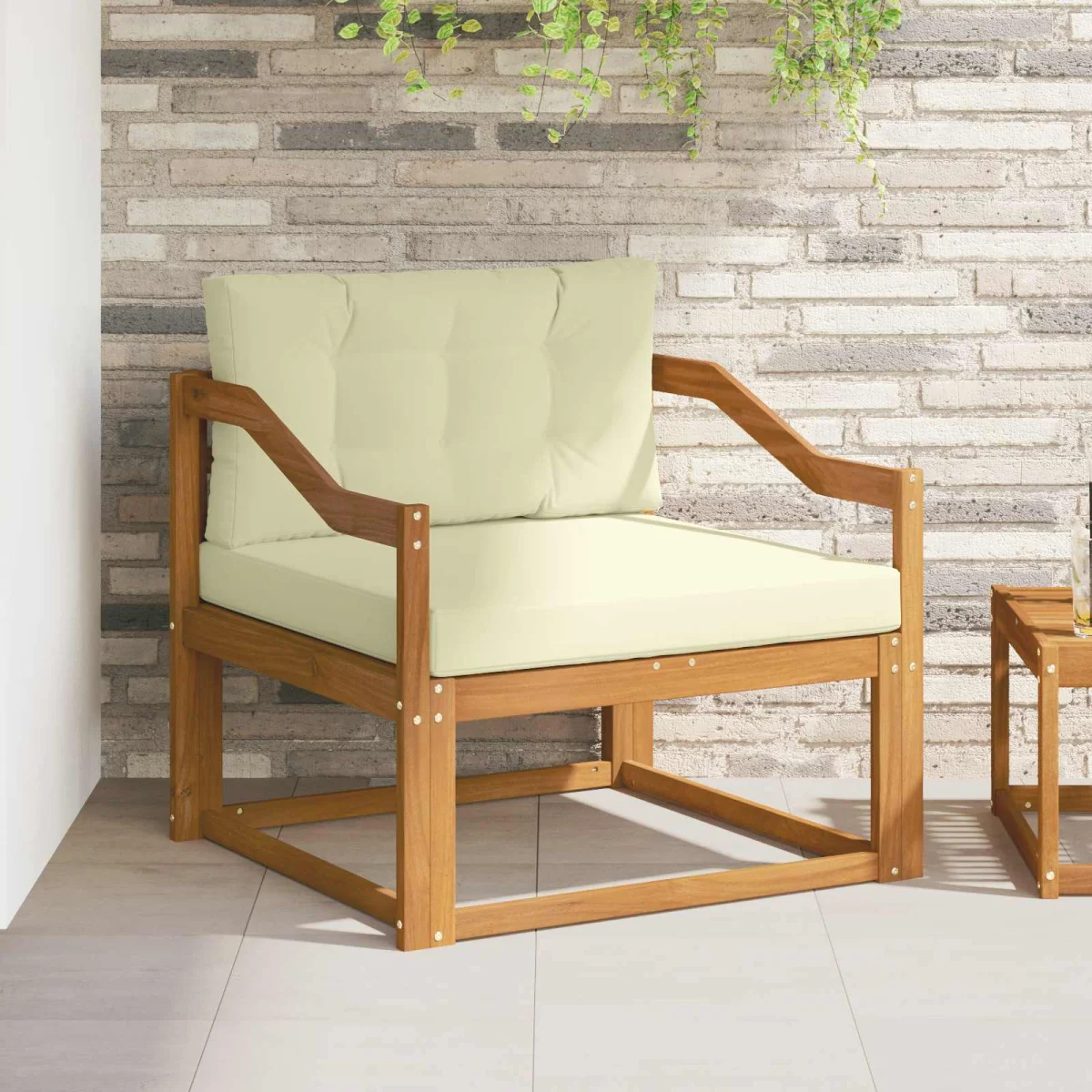 Kültéri középső kanapé Tömör Akácfa Természetes