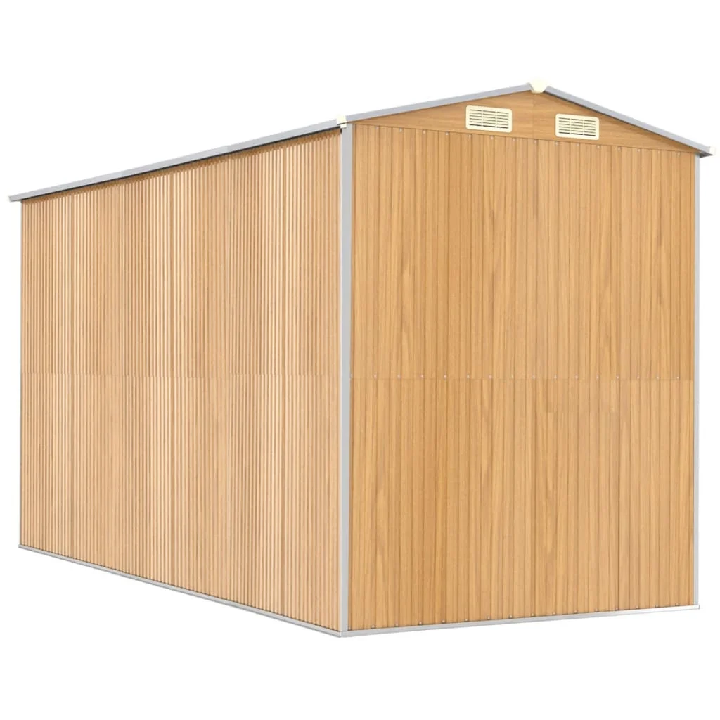 Világosbarna horganyzott acél kerti fészer 192x357x223 cm