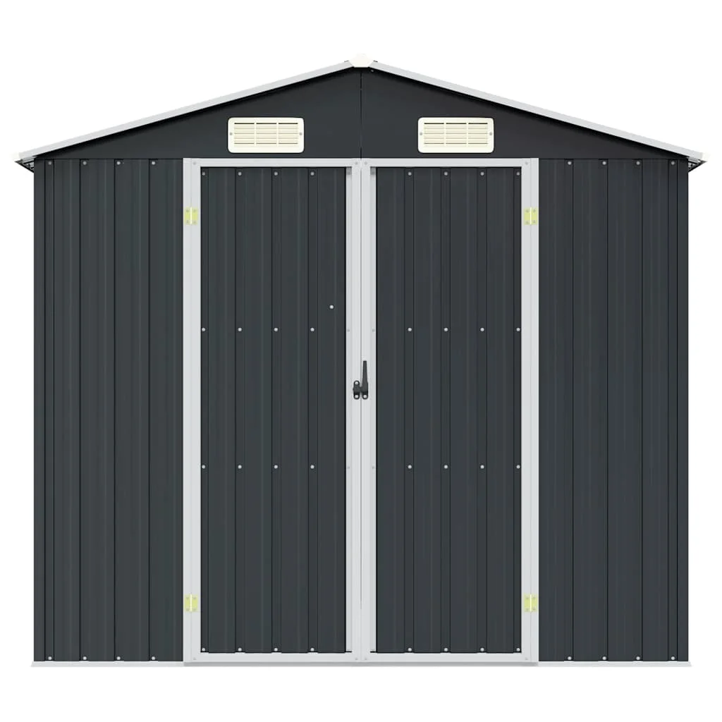 Antracitszürke horganyzott acél kerti fészer 205 x 129 x 183 cm 