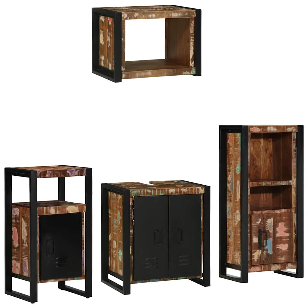 Fürdőszoba bútor szett 4 pcs Szilárd újrahasznosított fa