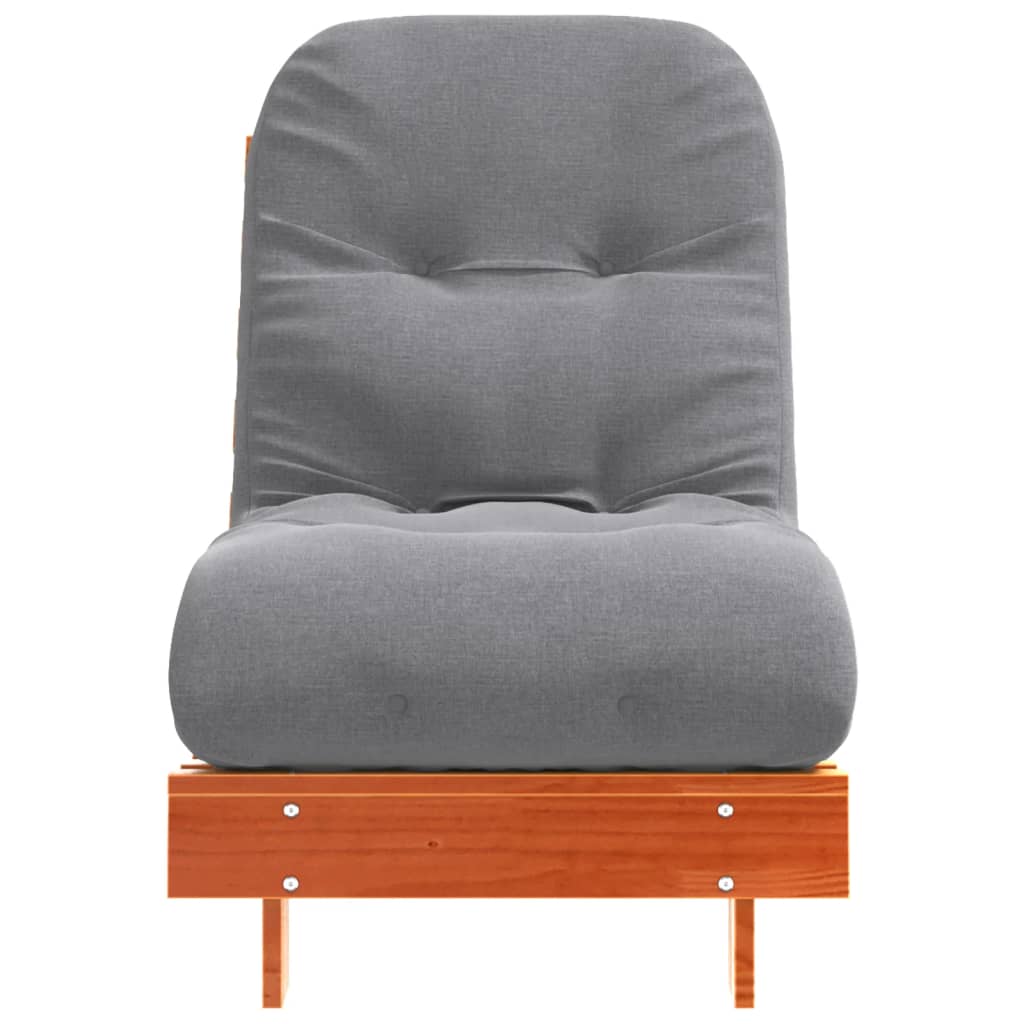 Viaszbarna tömör fenyőfa futon kanapéágy matraccal 60x206x11 cm