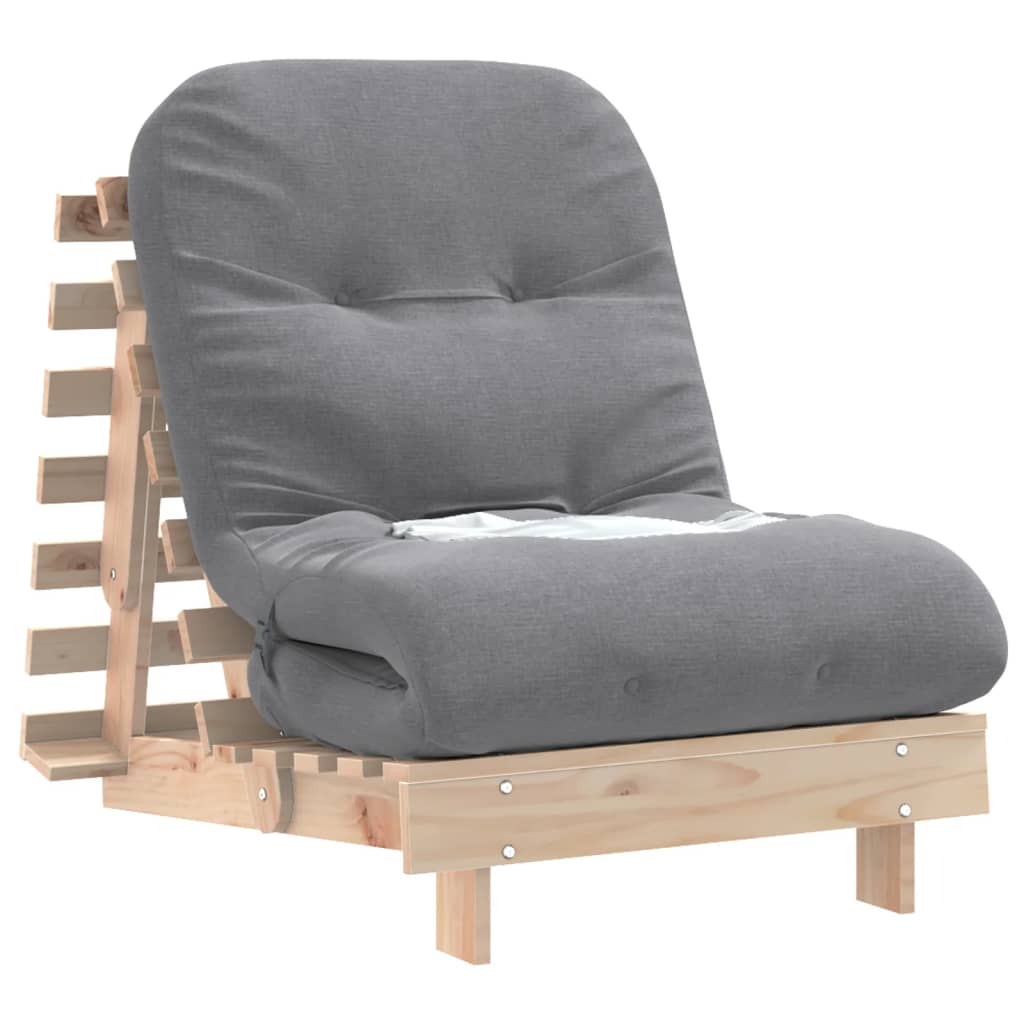 Tömör fenyőfa futon kanapéágy matraccal 70 x 206 x 11 cm