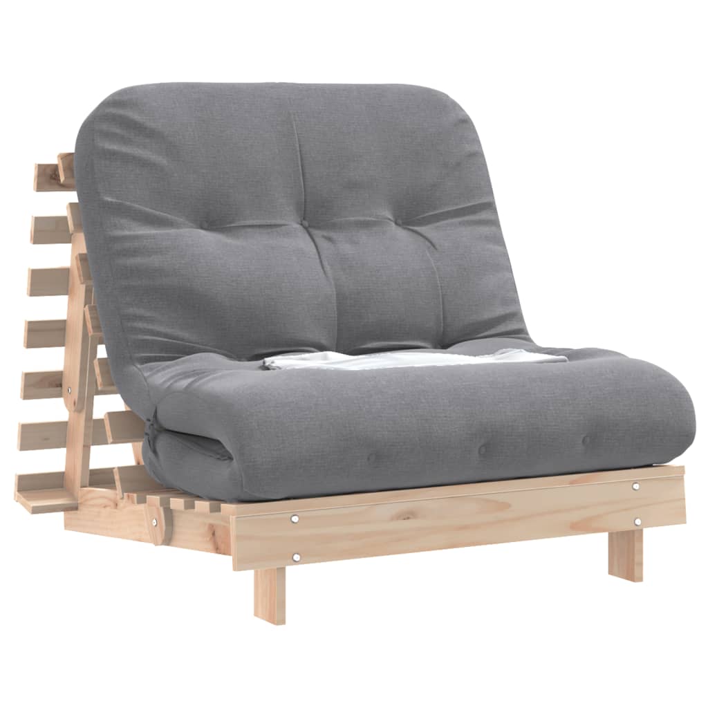 Tömör fenyőfa futon kanapéágy matraccal 90 x 206 x 11 cm