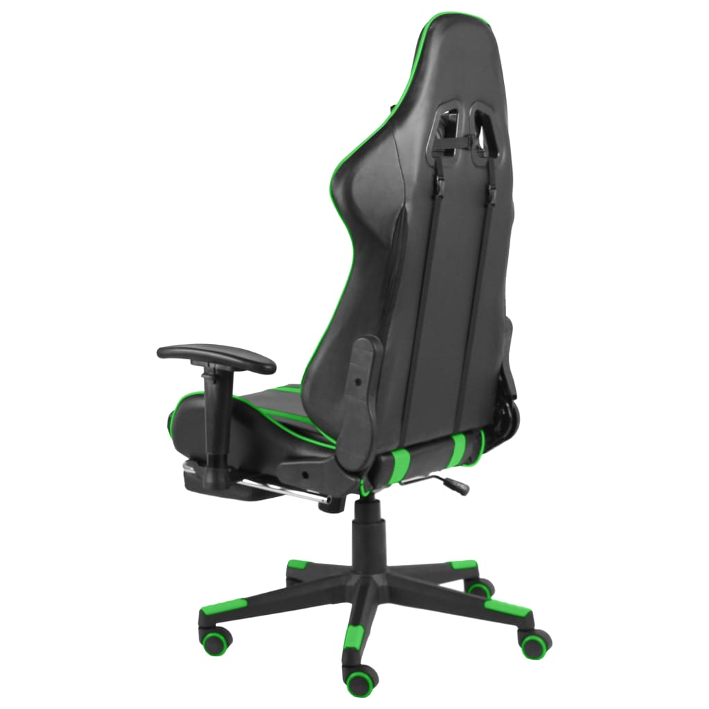 Zöld PVC forgó gamer szék lábtartóval