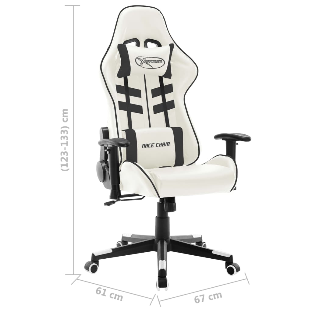 Fehér és fekete műbőr gamer szék