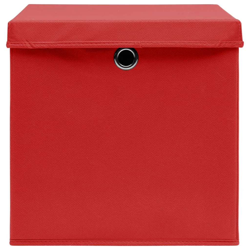 10 db piros szövet tárolódoboz fedéllel 32 x 32 x 32 cm