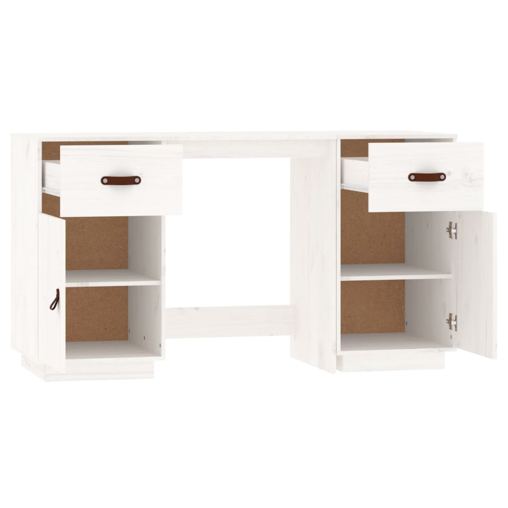 Fehér tömör fenyőfa íróasztal szekrényekkel 135 x 50 x 75 cm