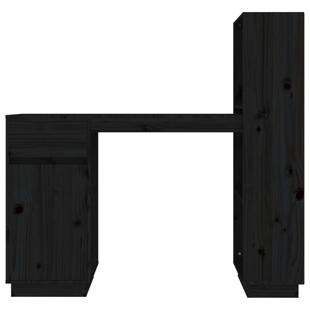 Fekete tömör fenyőfa íróasztal 110x53x117 cm
