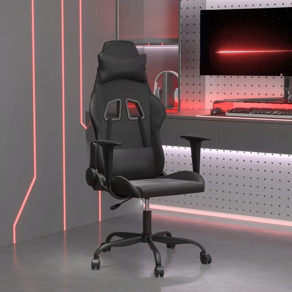 Fekete műbőr masszázs gamer-szék