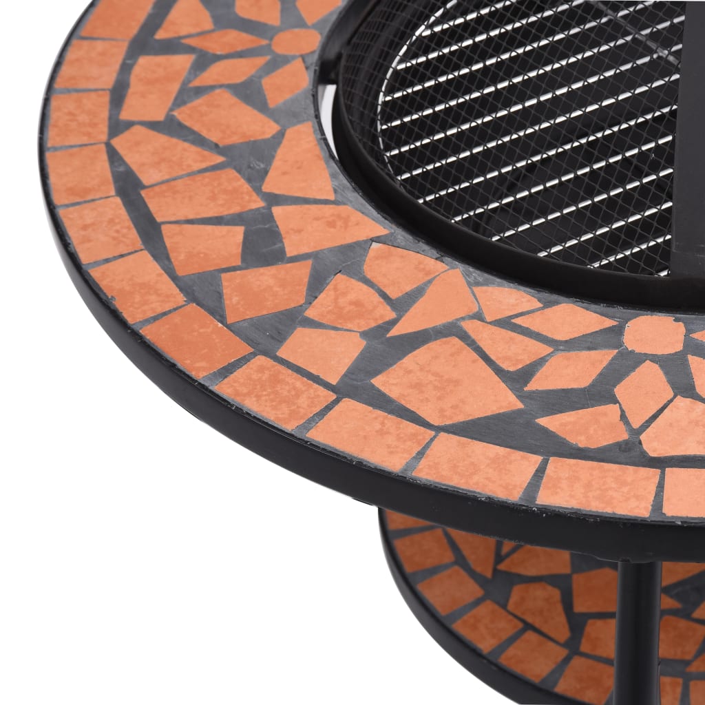Terrakotta kerámia mozaik tűztál asztallal 68 cm