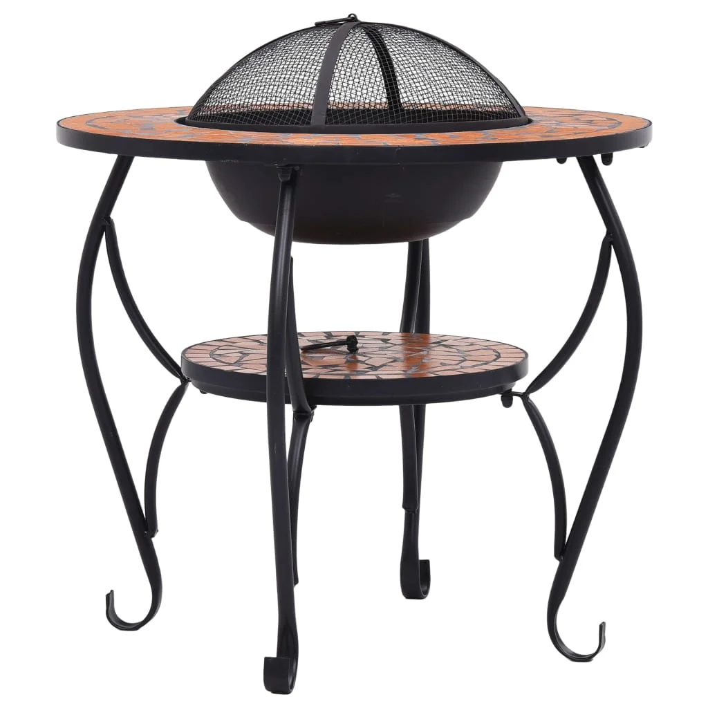 Terrakotta kerámia mozaik tűztál asztallal 68 cm