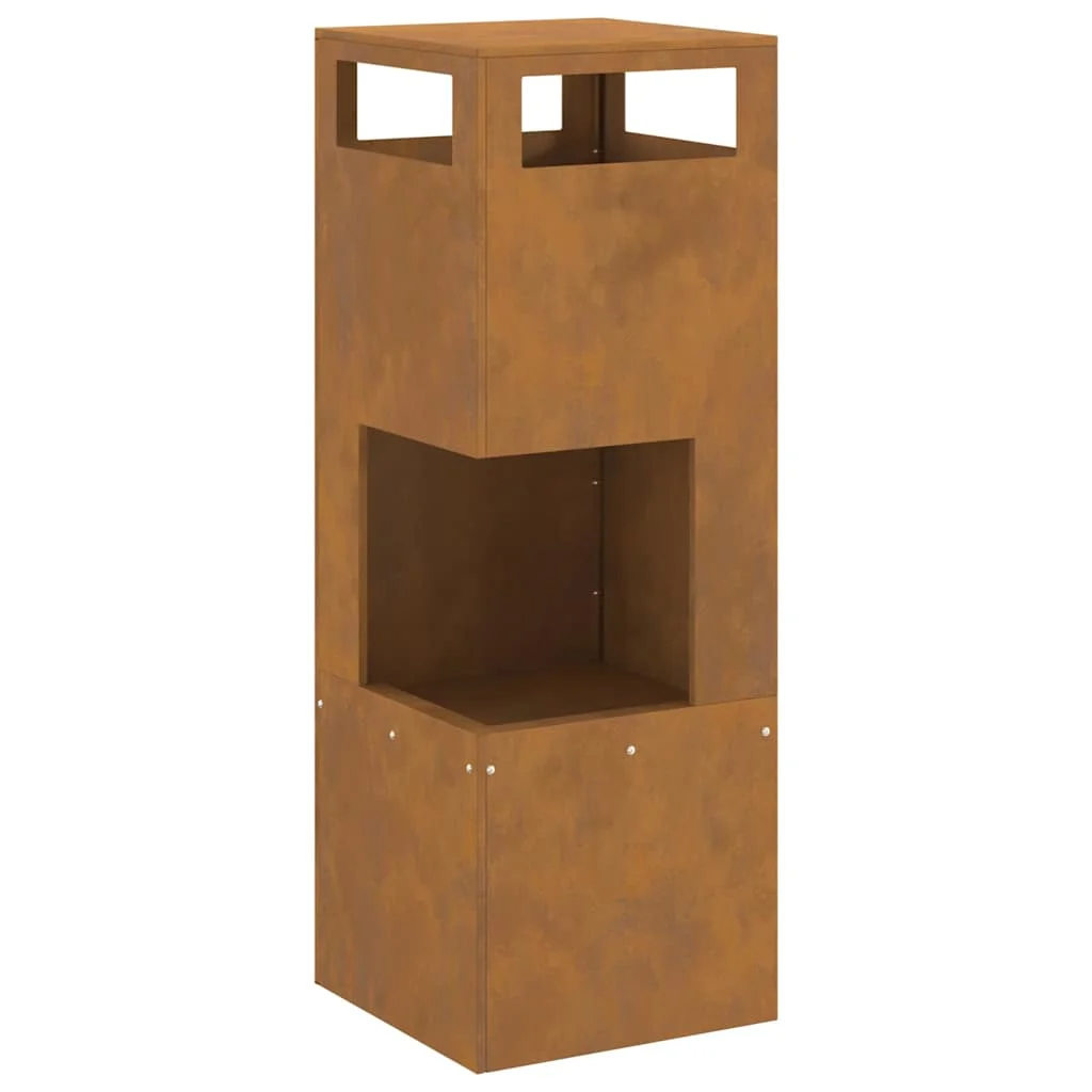 Tűzrakóhely Négyzet 35x35x100 cm Viharvert Acél