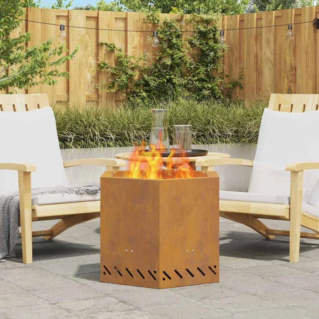 Füstmentes Tűzrakóhely Hatszögletű 58x58x51 cm Viharvert Acél