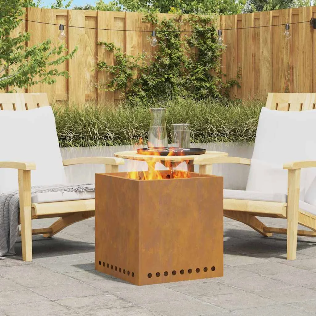 Füstmentes Tűzrakóhely Négyzetes 48x48x50 cm Időjárásálló Acél