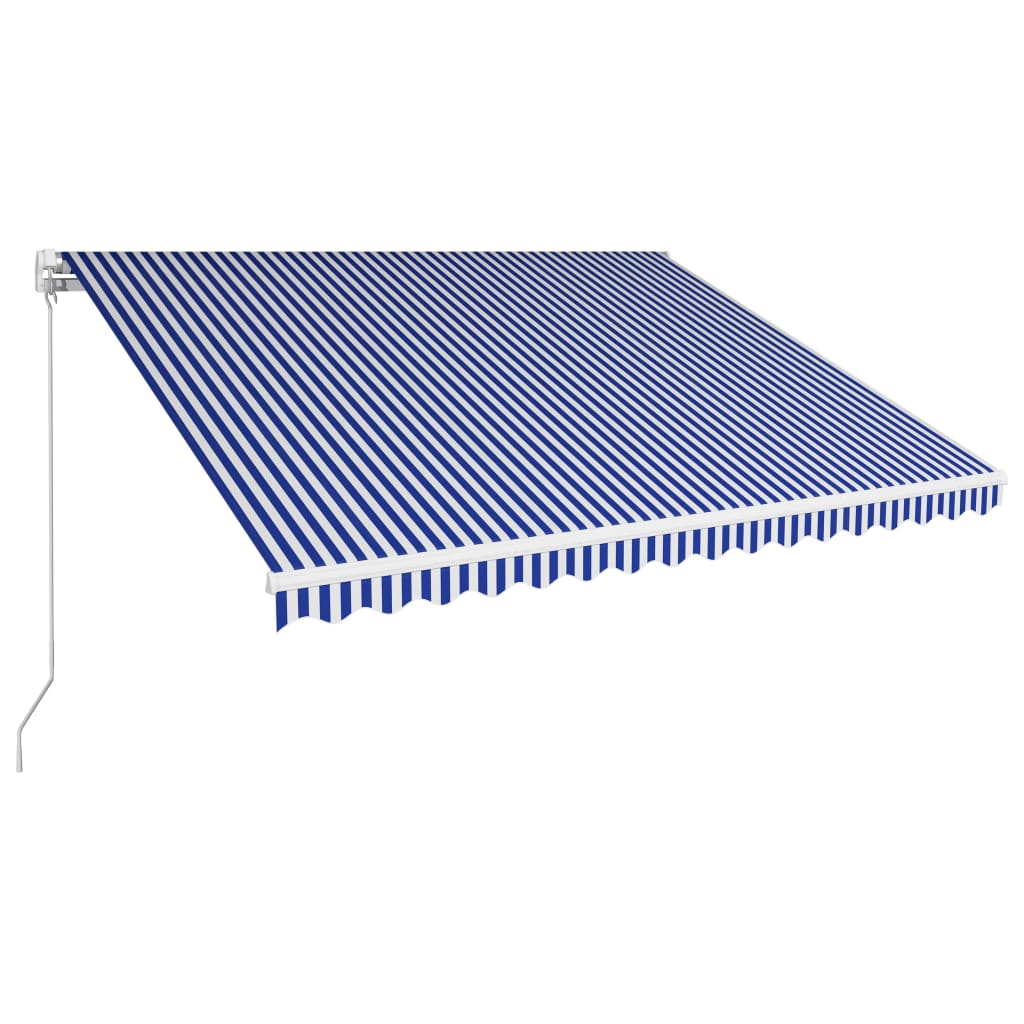 Kék és fehér kézzel kihúzható napellenző 400 x 300 cm