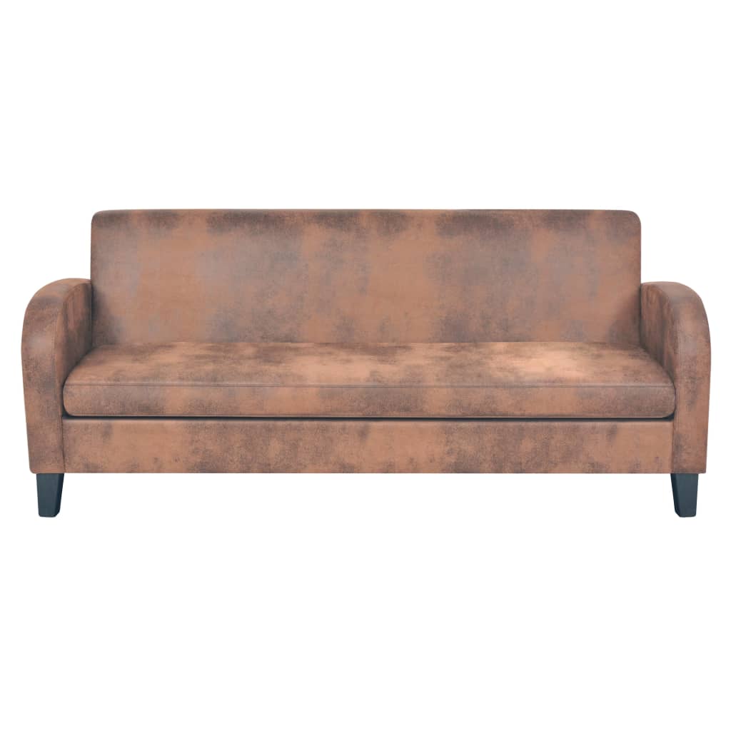 Háromszemélyes barna művelúr kanapé