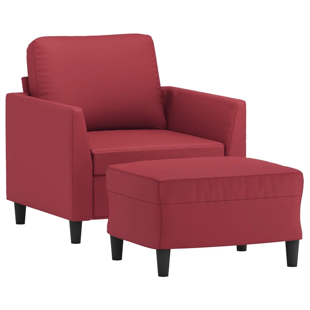 Bordó műbőr kanapéfotel lábtartóval 60 cm