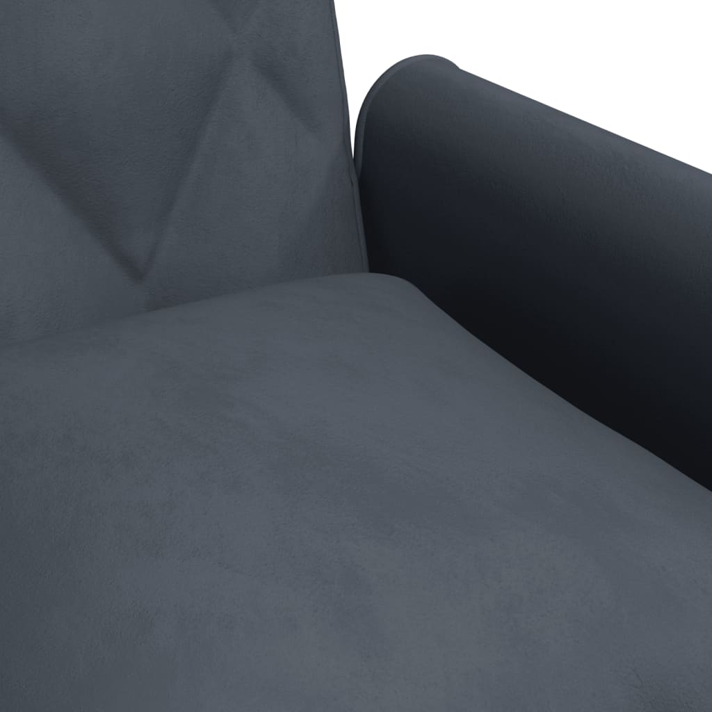 2 személyes sötétszürke bársony kanapéágy párnával/lábtartóval