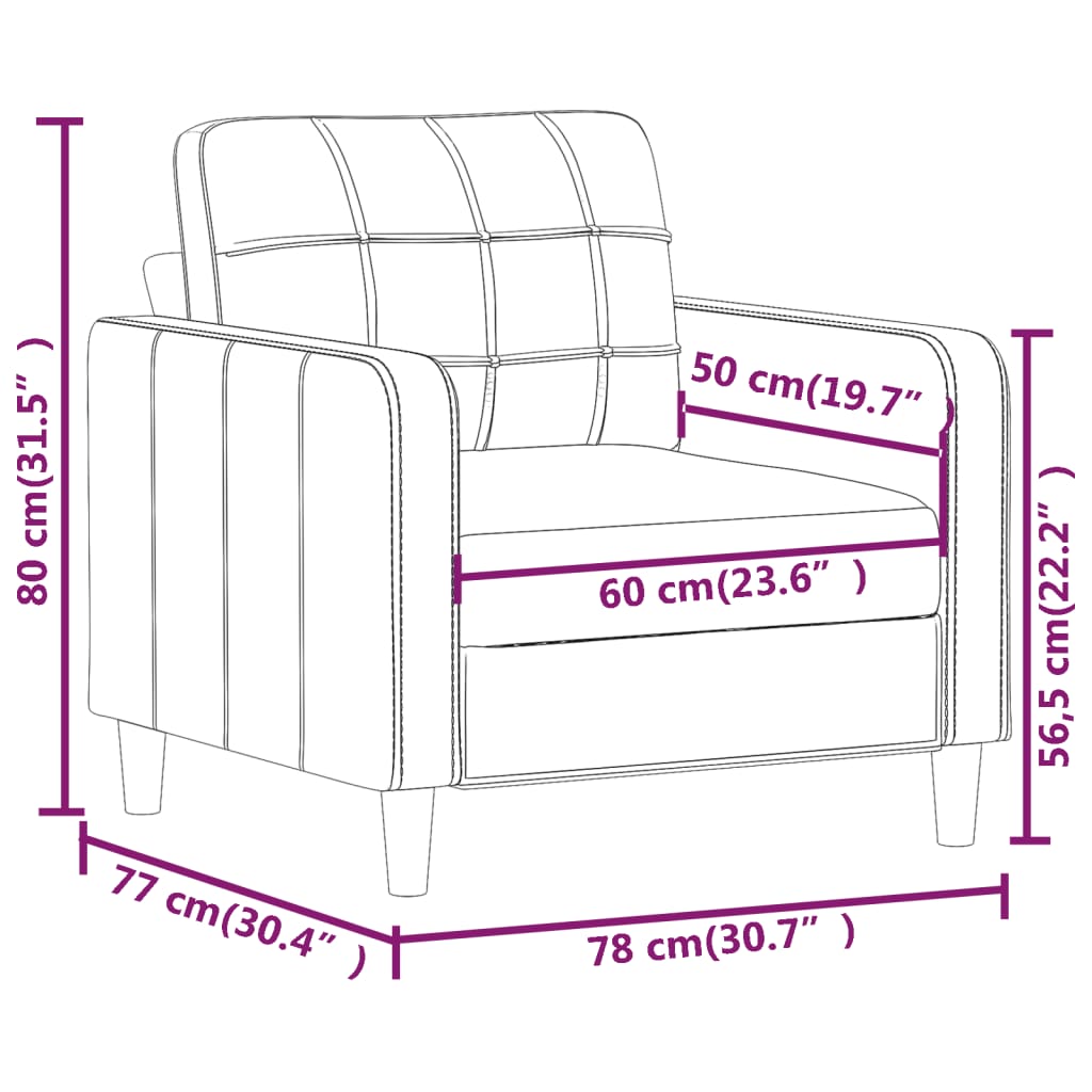 Krémszínű szövet kanapéfotel 60 cm