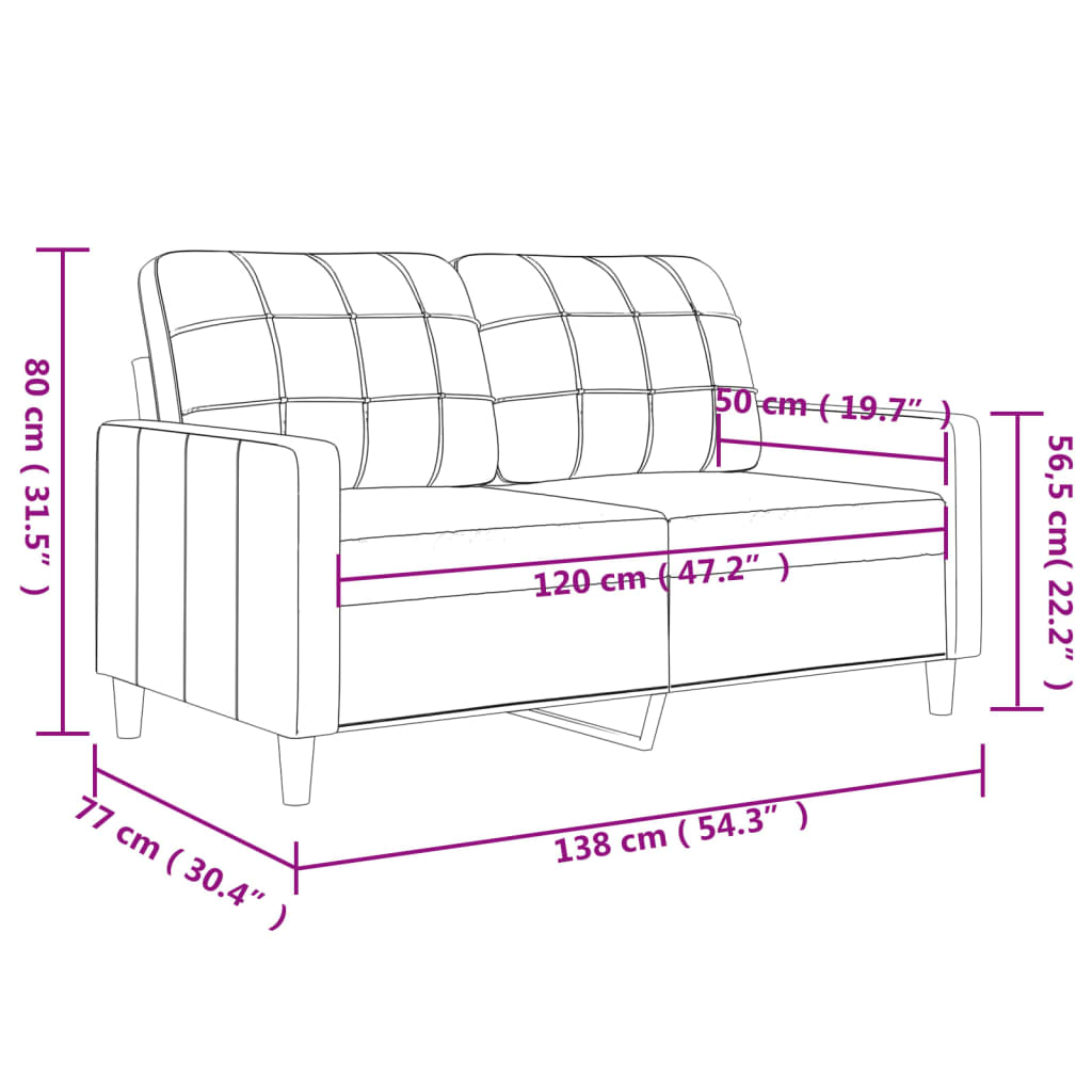 Kétszemélyes bordó szövet kanapé 120 cm