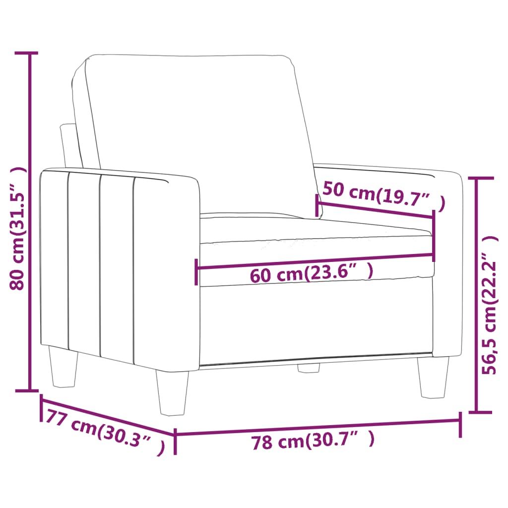 Fekete műbőr kanapéfotel 60 cm