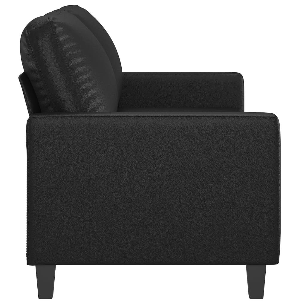 2 személyes fekete műbőr kanapé 140 cm