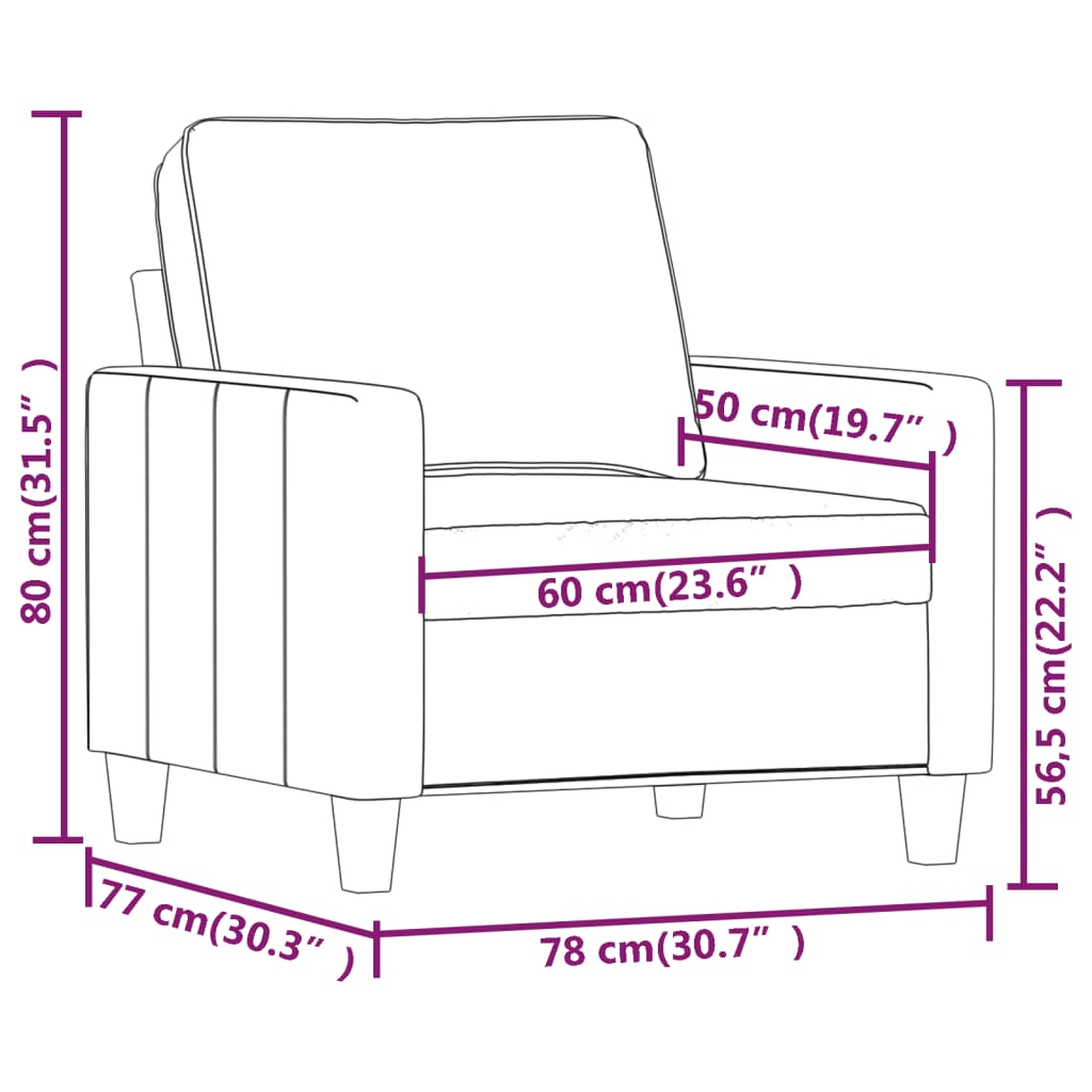 Világosszürke szövet kanapéfotel 60 cm