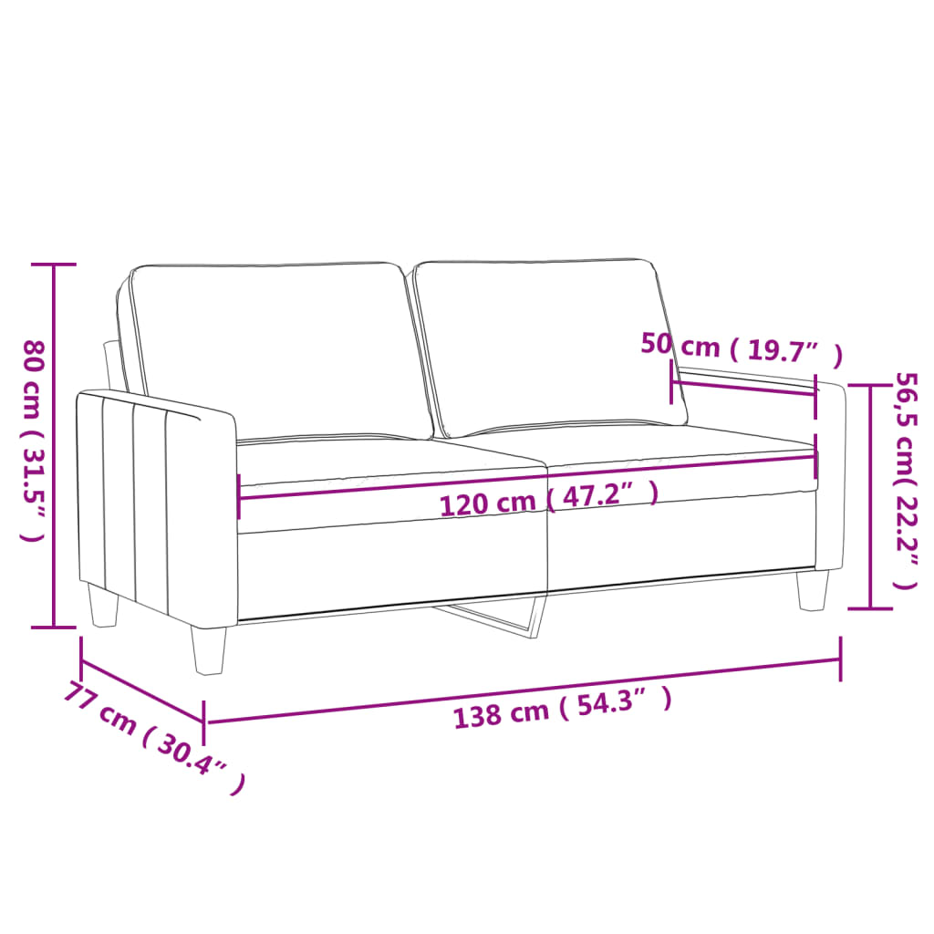 Kétszemélyes világosszürke szövetkanapé 120 cm