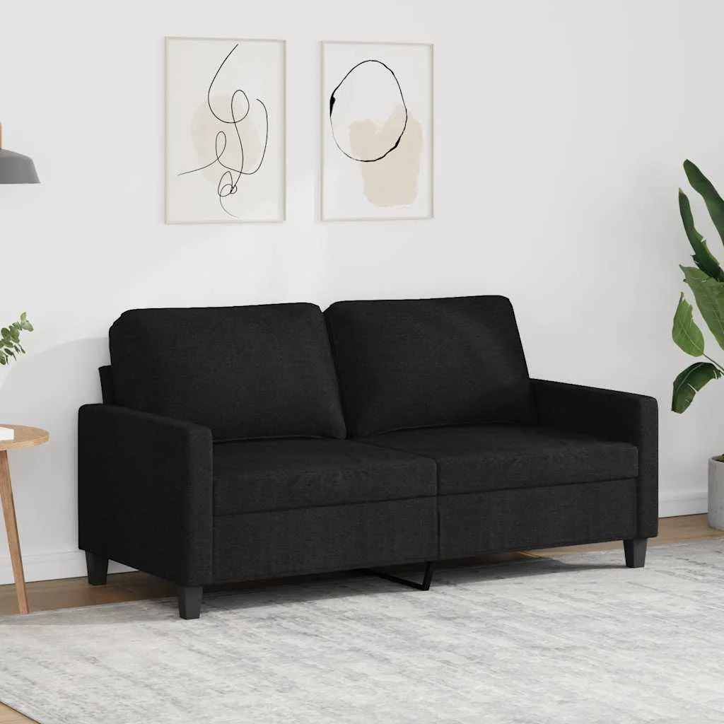 Kétszemélyes fekete szövetkanapé 140 cm