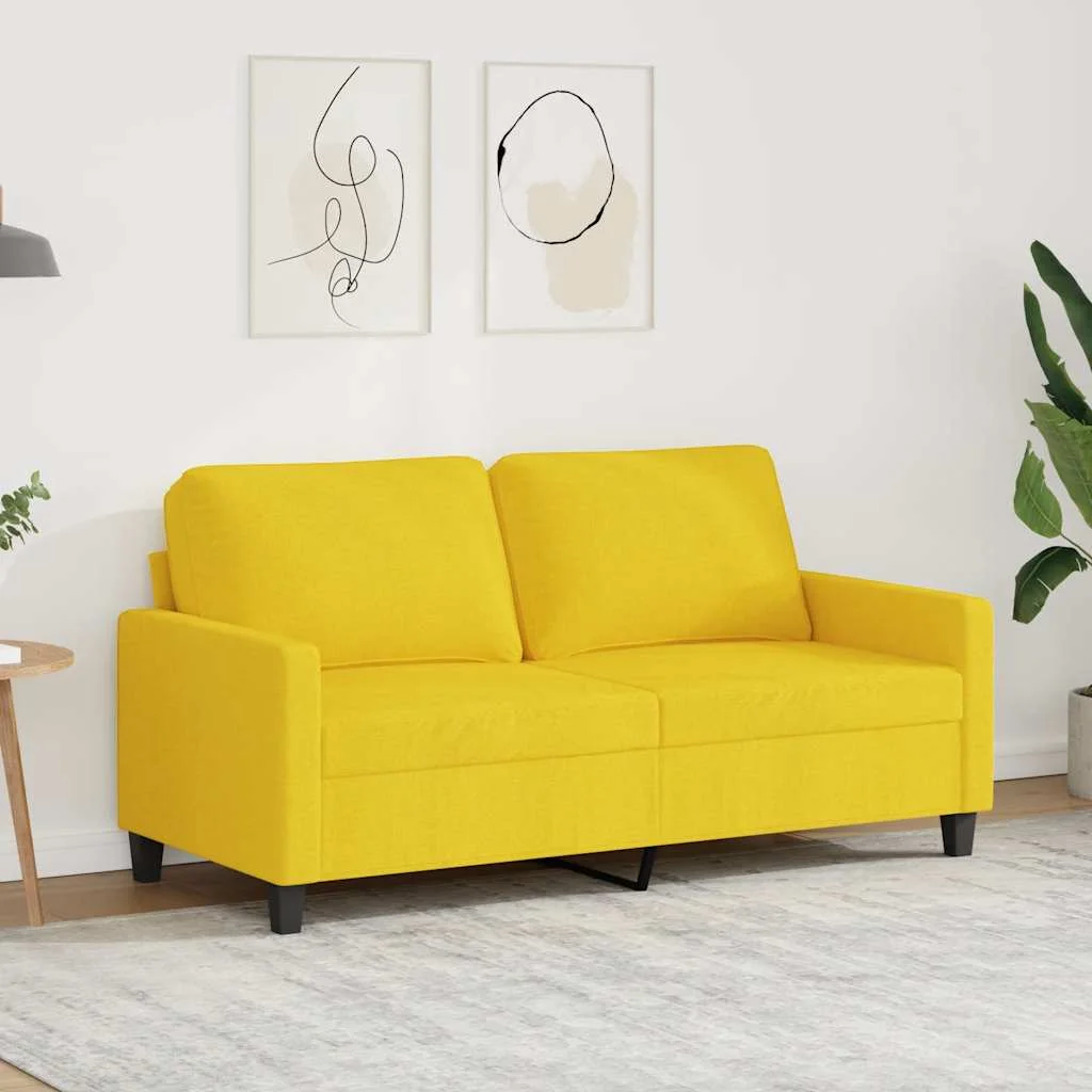 2 személyes világossárga szövet kanapé 140 cm