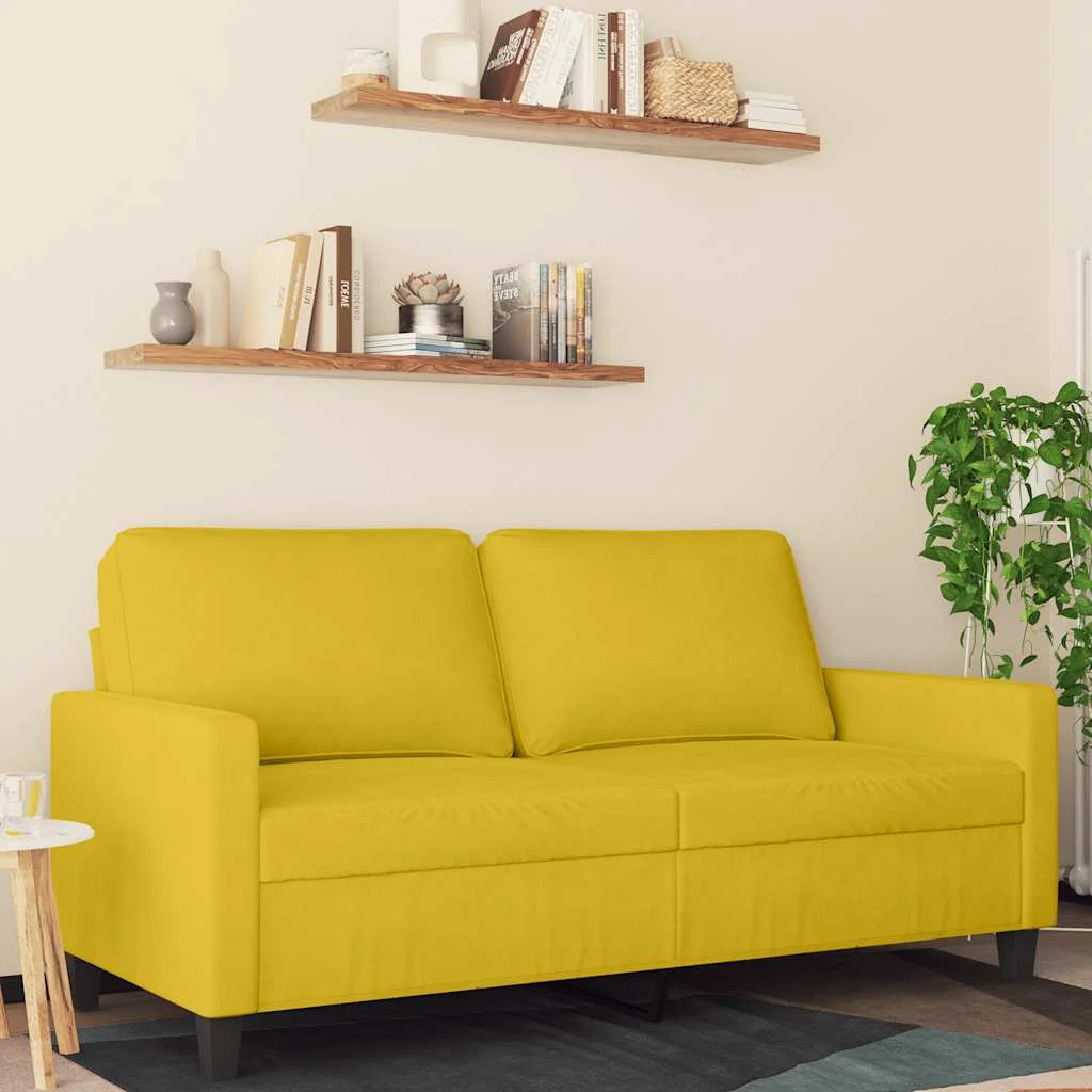 Kétszemélyes sárga bársony kanapé 140 cm
