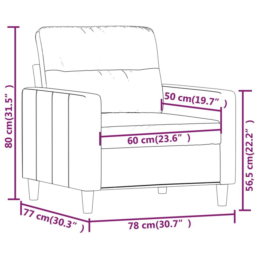 Fekete szövet kanapéfotel 60 cm