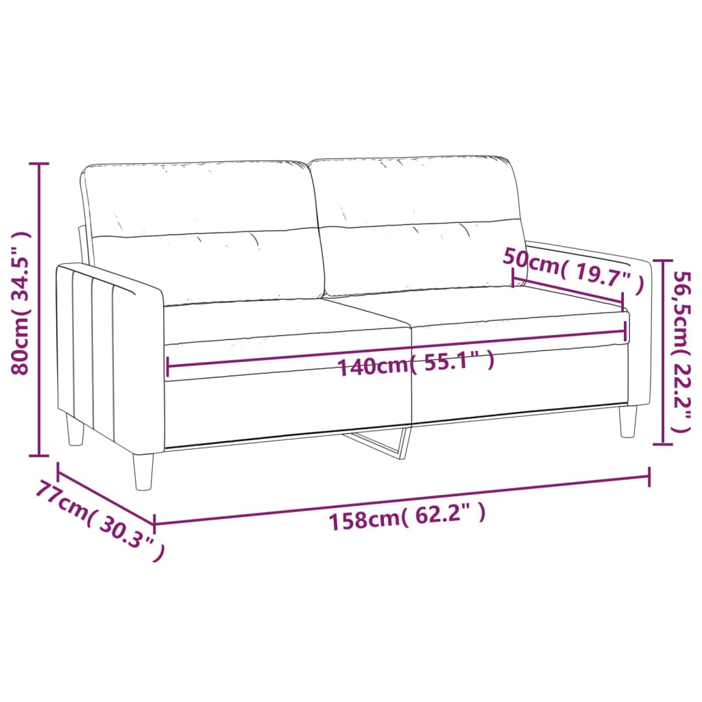 Kétszemélyes krémszínű szövetkanapé 140 cm