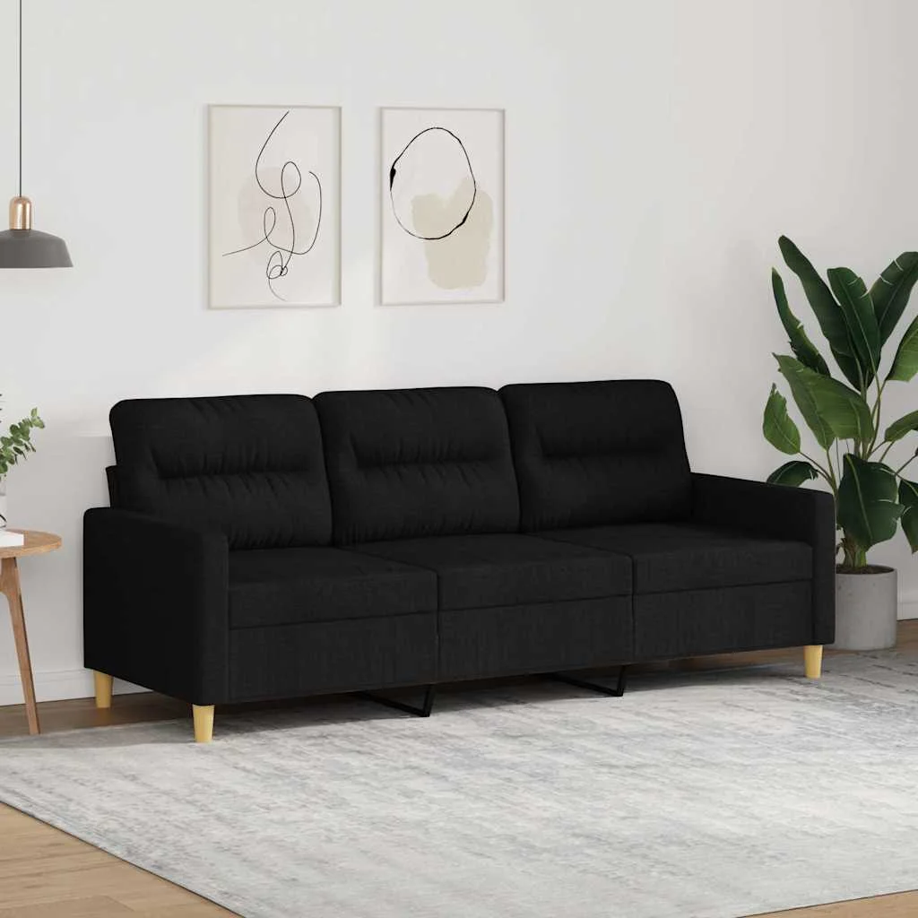 3 személyes fekete szövetkanapé 180 cm