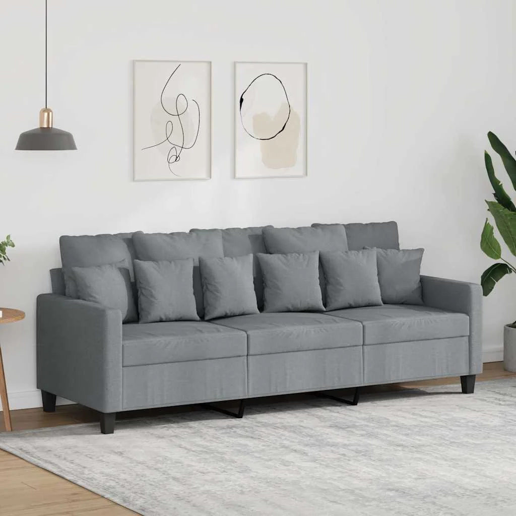 3 személyes világosszürke szövet kanapé 180 cm