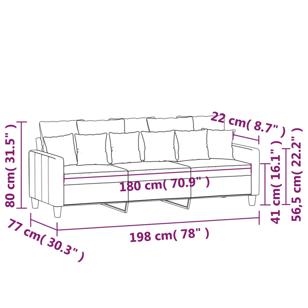 3 személyes világosszürke szövet kanapé 180 cm