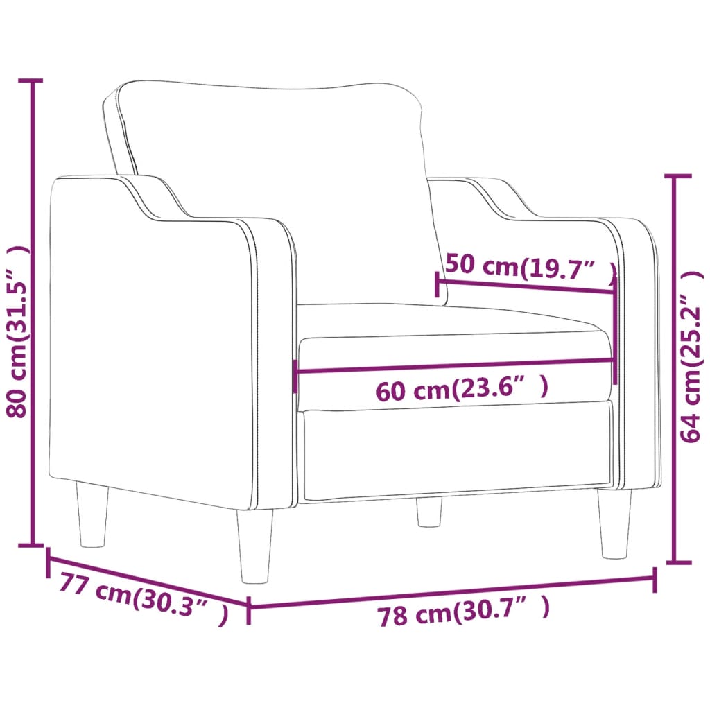 Fekete szövet kanapéfotel 60 cm