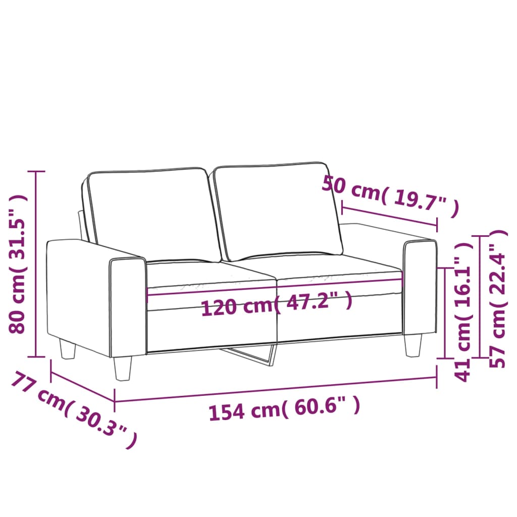 Kétszemélyes sötétszürke szövetkanapé 120 cm