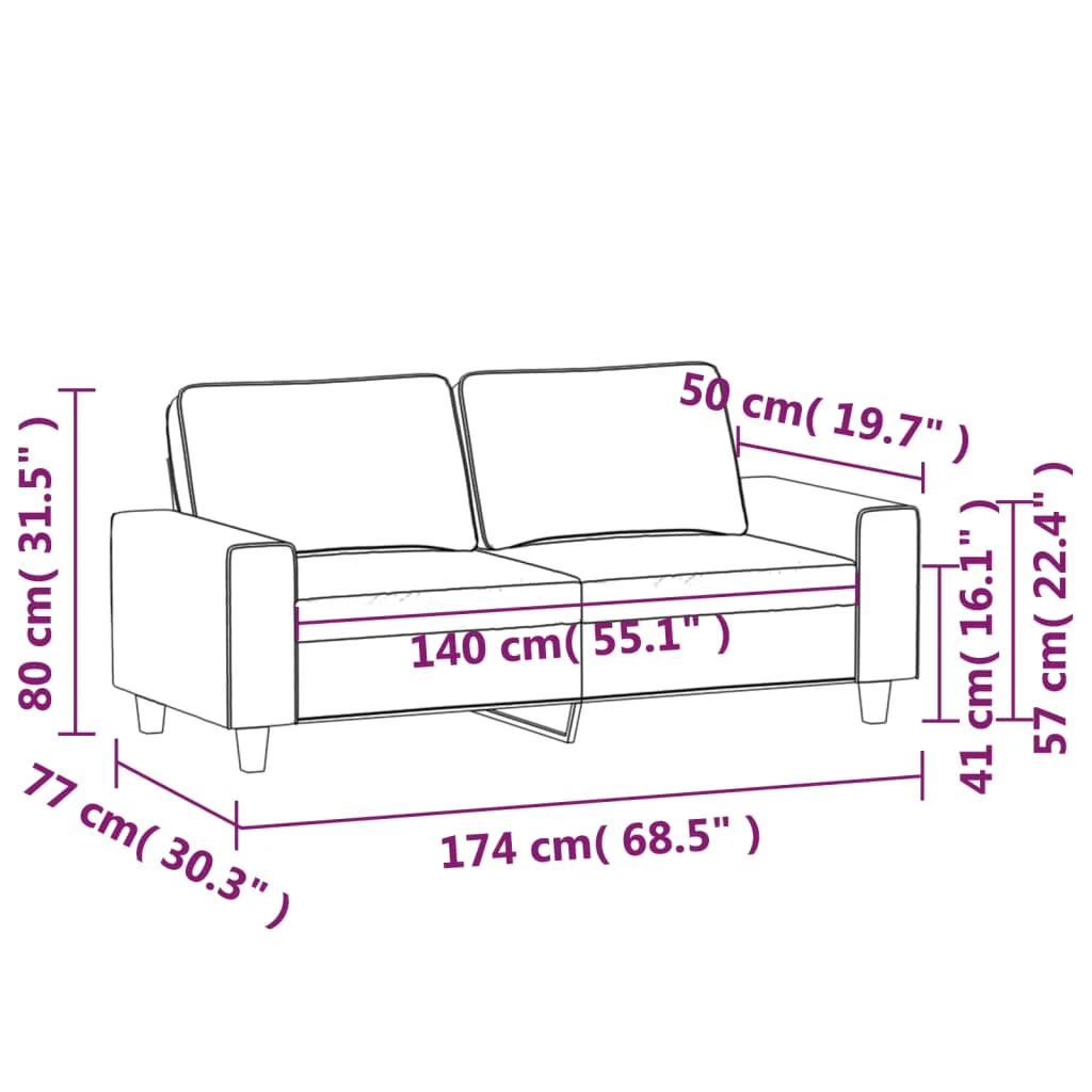 Kétszemélyes sötétszürke szövetkanapé 140 cm