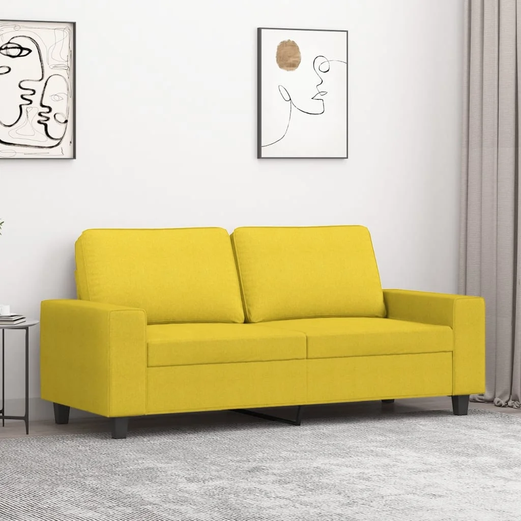 2 személyes világossárga szövet kanapé 140 cm