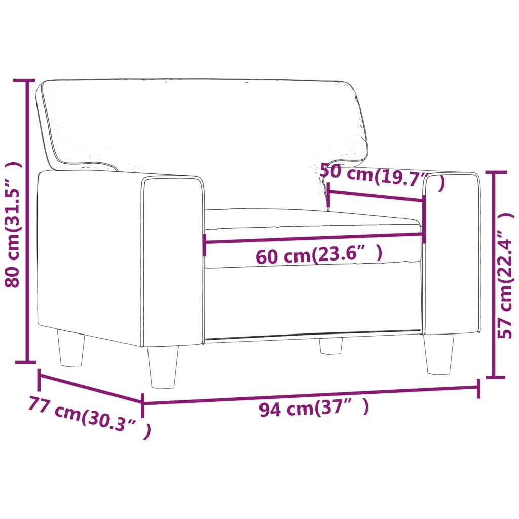 Fekete műbőr kanapéfotel 60 cm