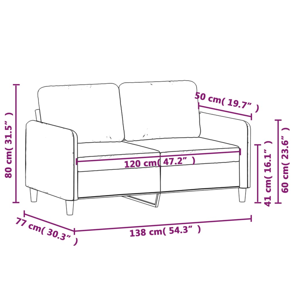 Kétszemélyes sárga bársony kanapé 120 cm