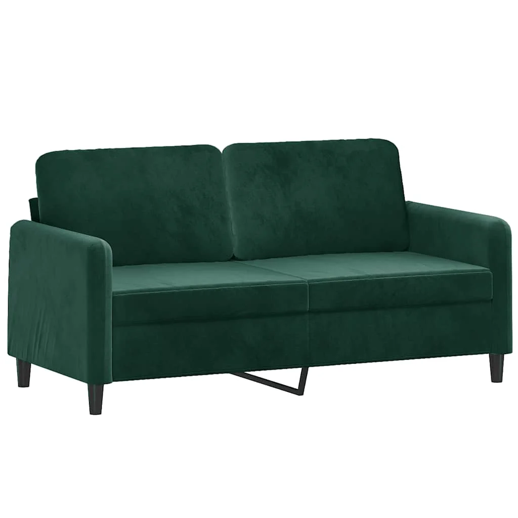 Kétszemélyes sötétzöld bársony kanapé 140 cm
