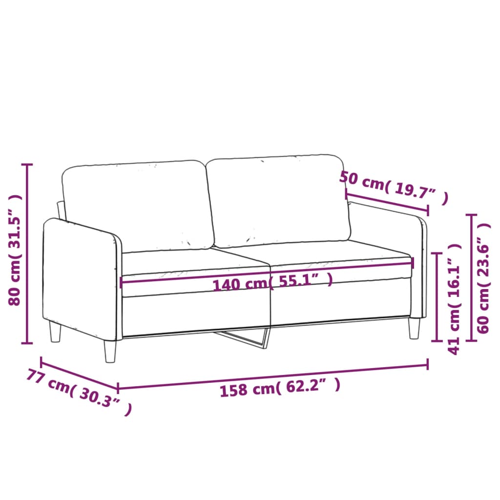 Kétszemélyes világosszürke szövetkanapé 140 cm