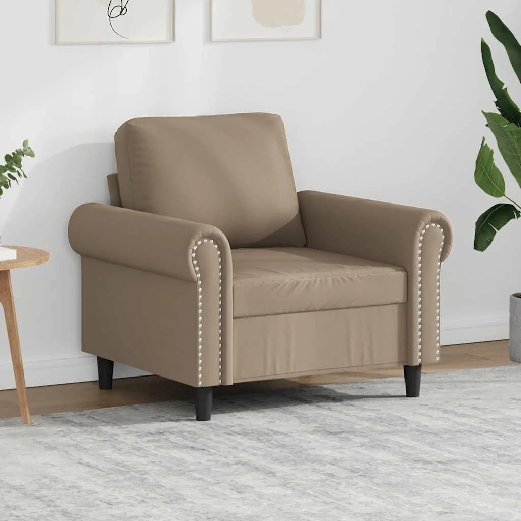 Kávészínű műbőr kanapéfotel 60 cm
