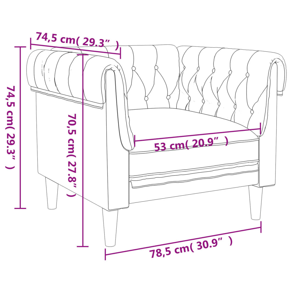 Sötétbarna szövet Chesterfield kanapé