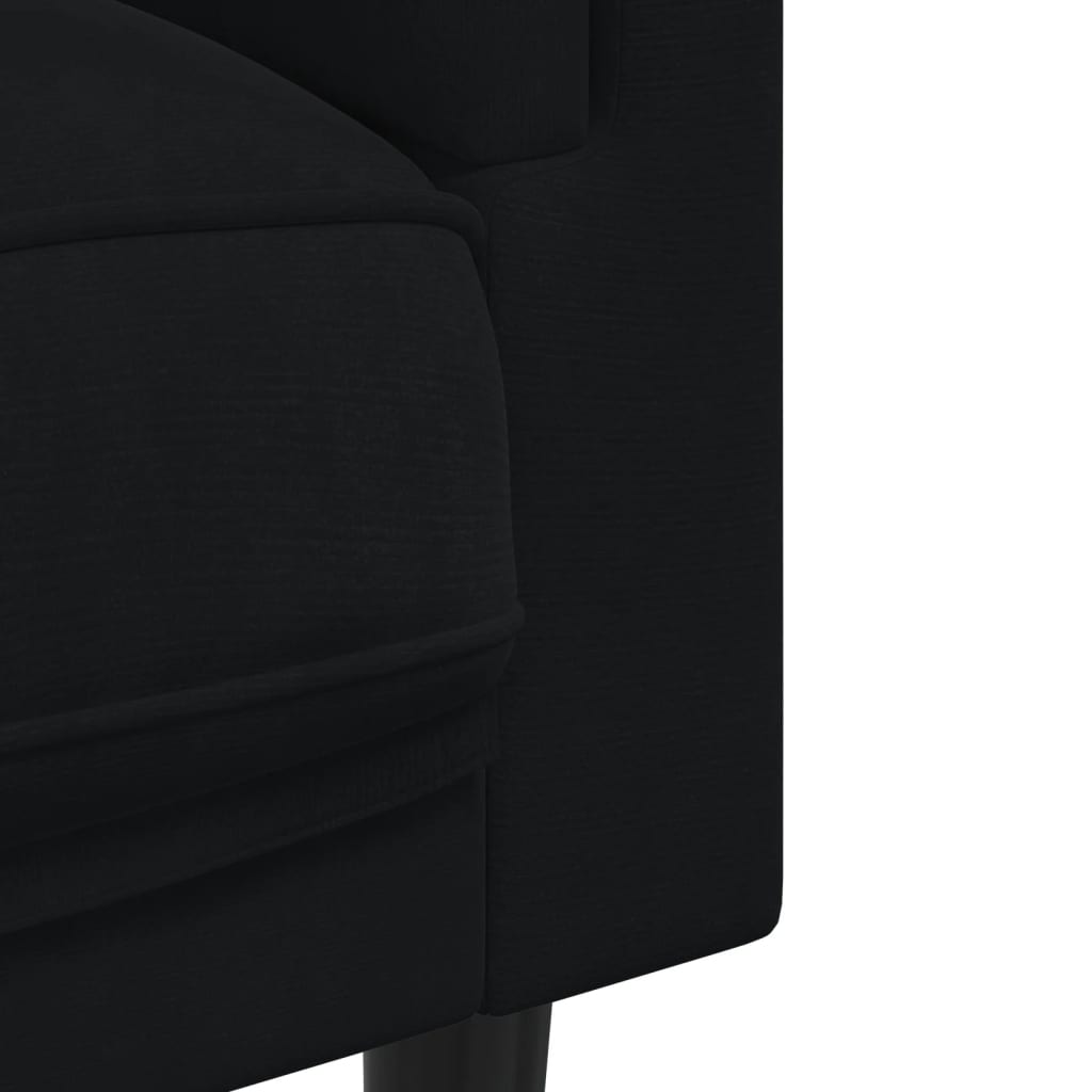 Fekete bársony kanapéfotel párnával
